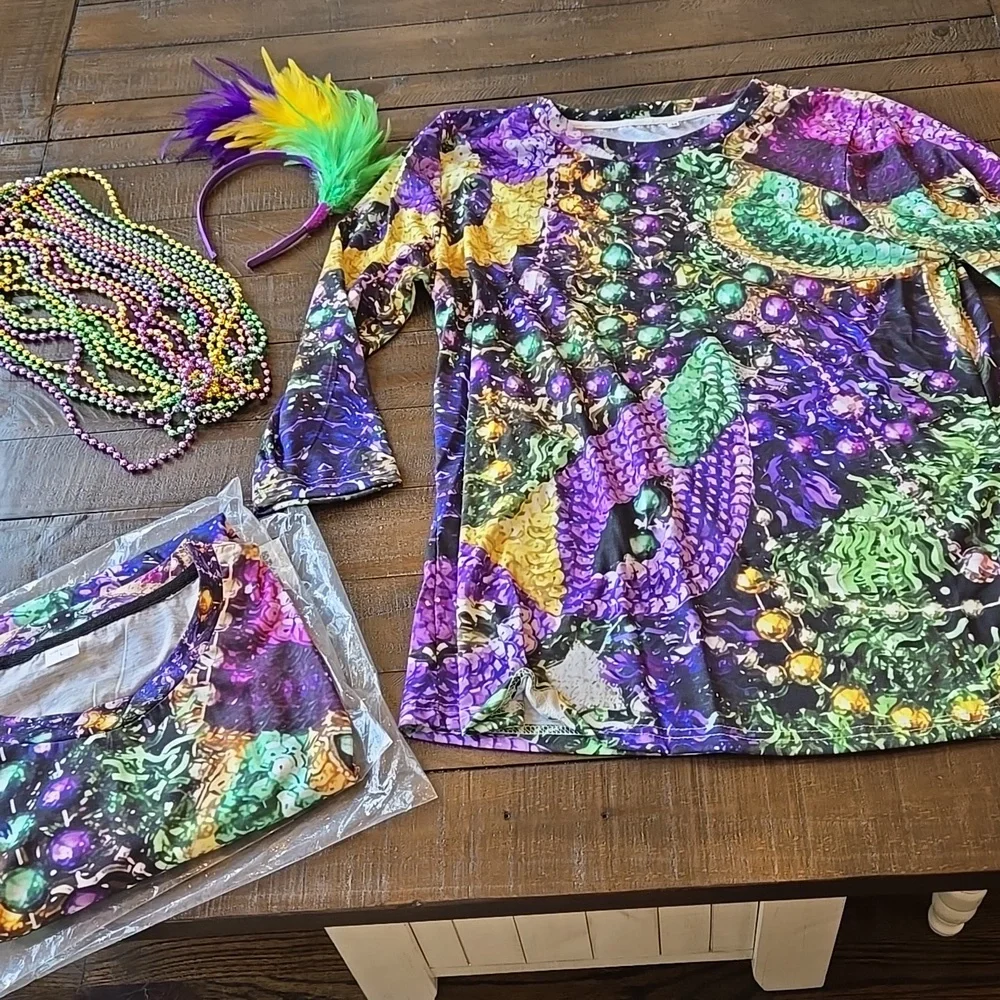 Mardigras Party Tops, Beads, Headband
